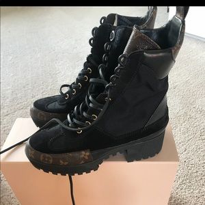 Louis Vuitton monogram combat boot